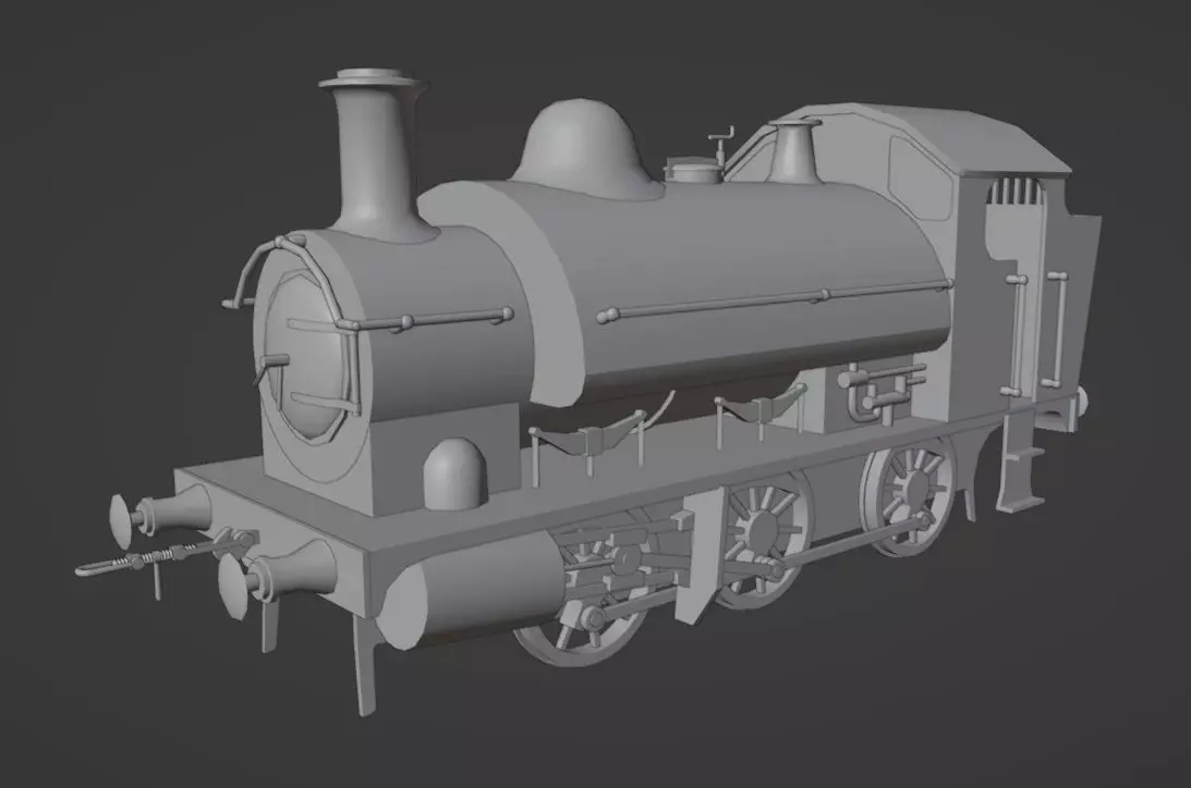 GWR 1361 class steam train Low-poly 3D model_0