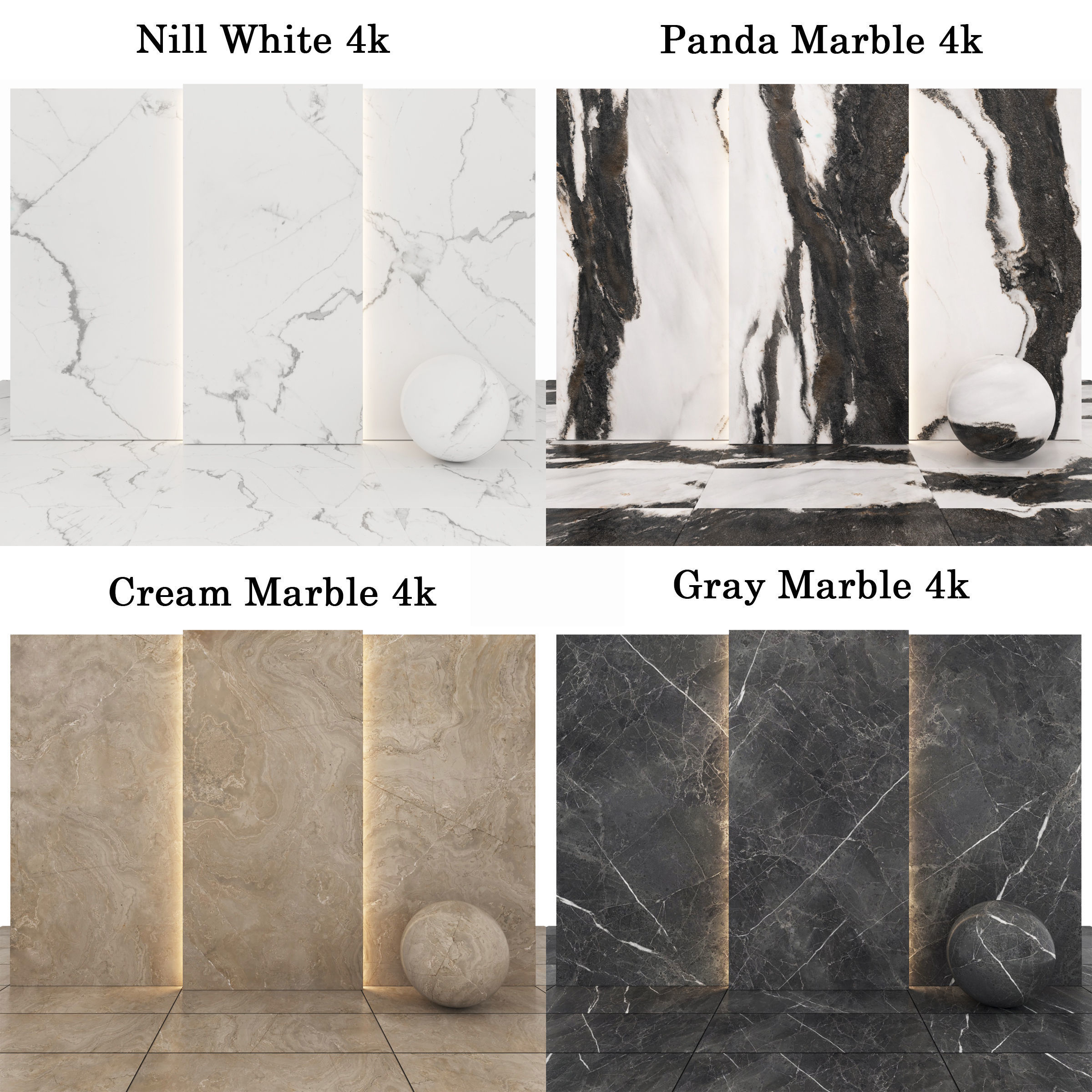 Marble 25  - Nill White - Panda - gray and cream marble Texture_1