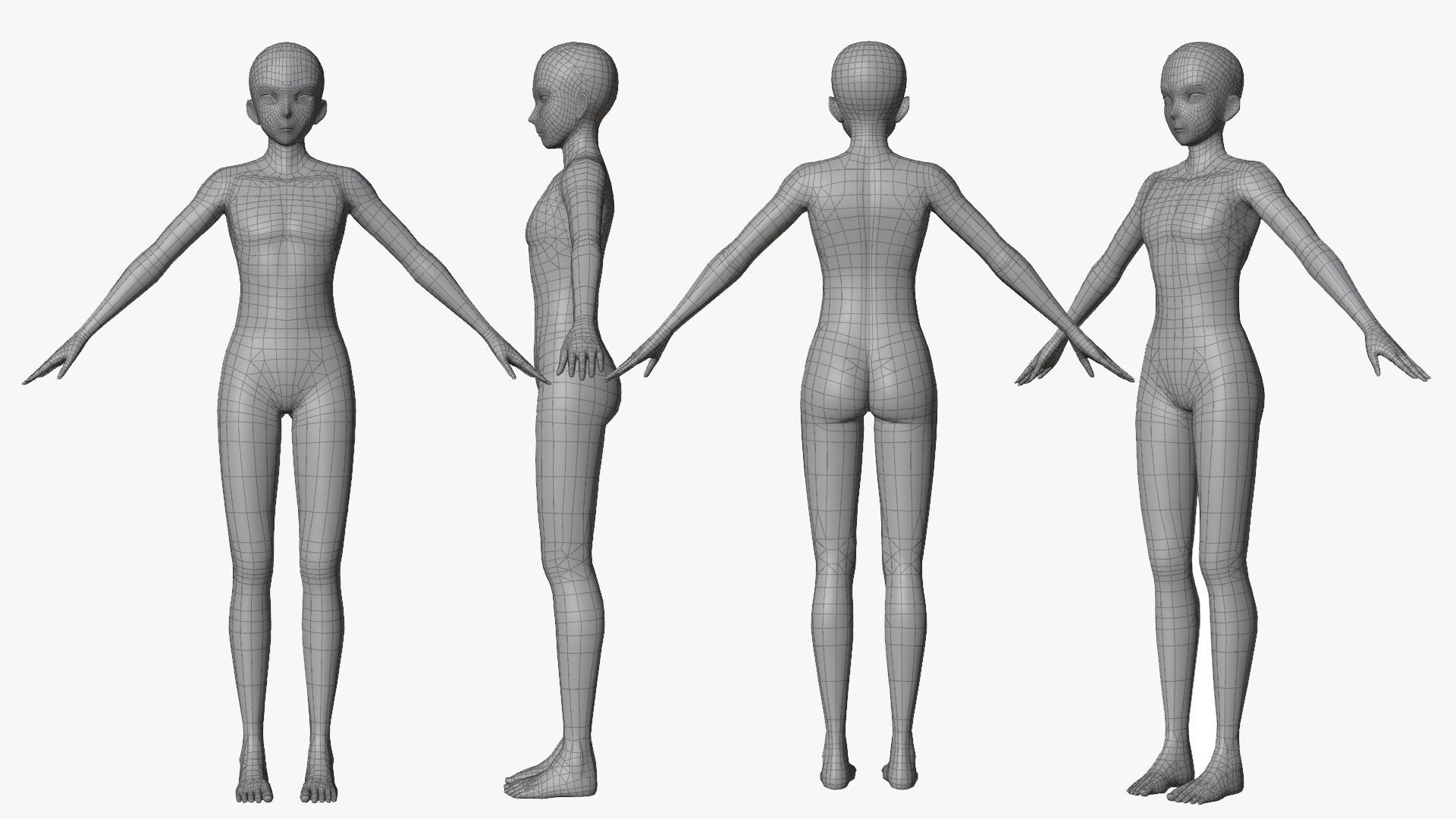 Anime Male Base Model V1 Low-poly 3D model_5