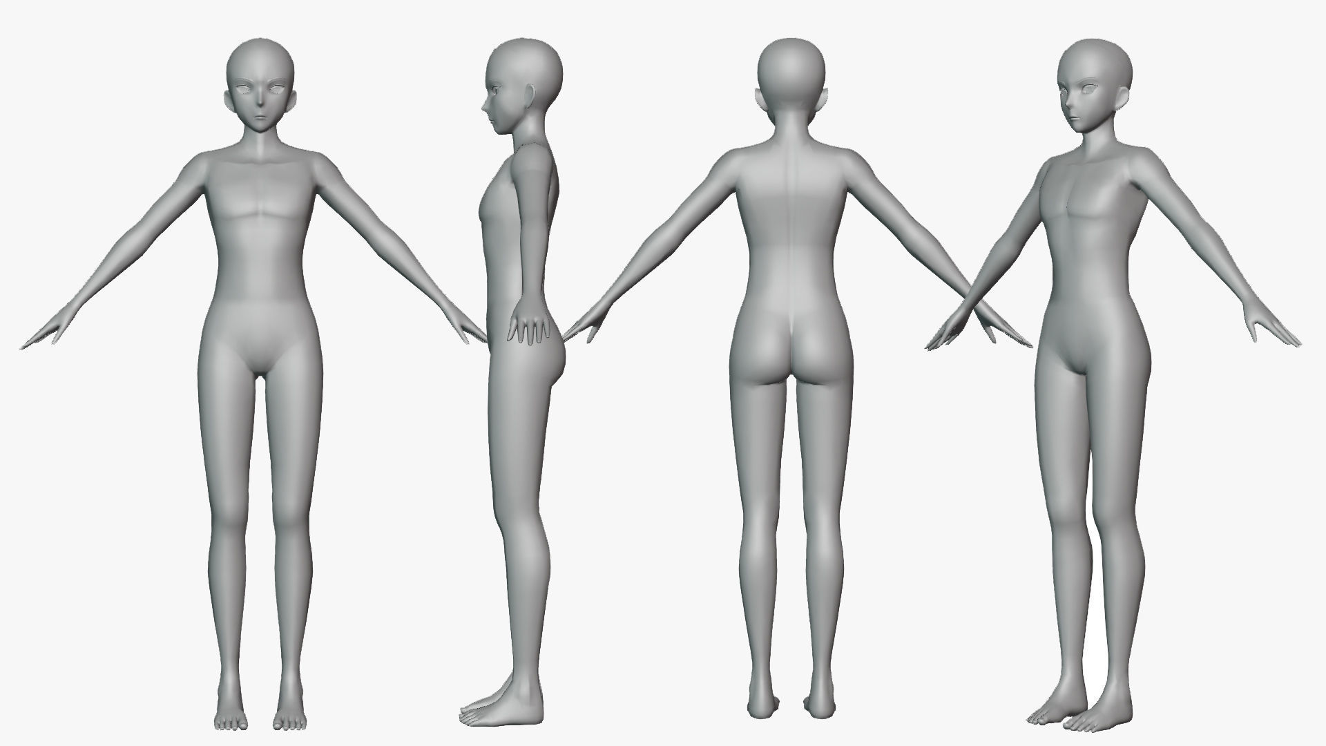 Anime Male Base Model V1 Low-poly 3D model_4