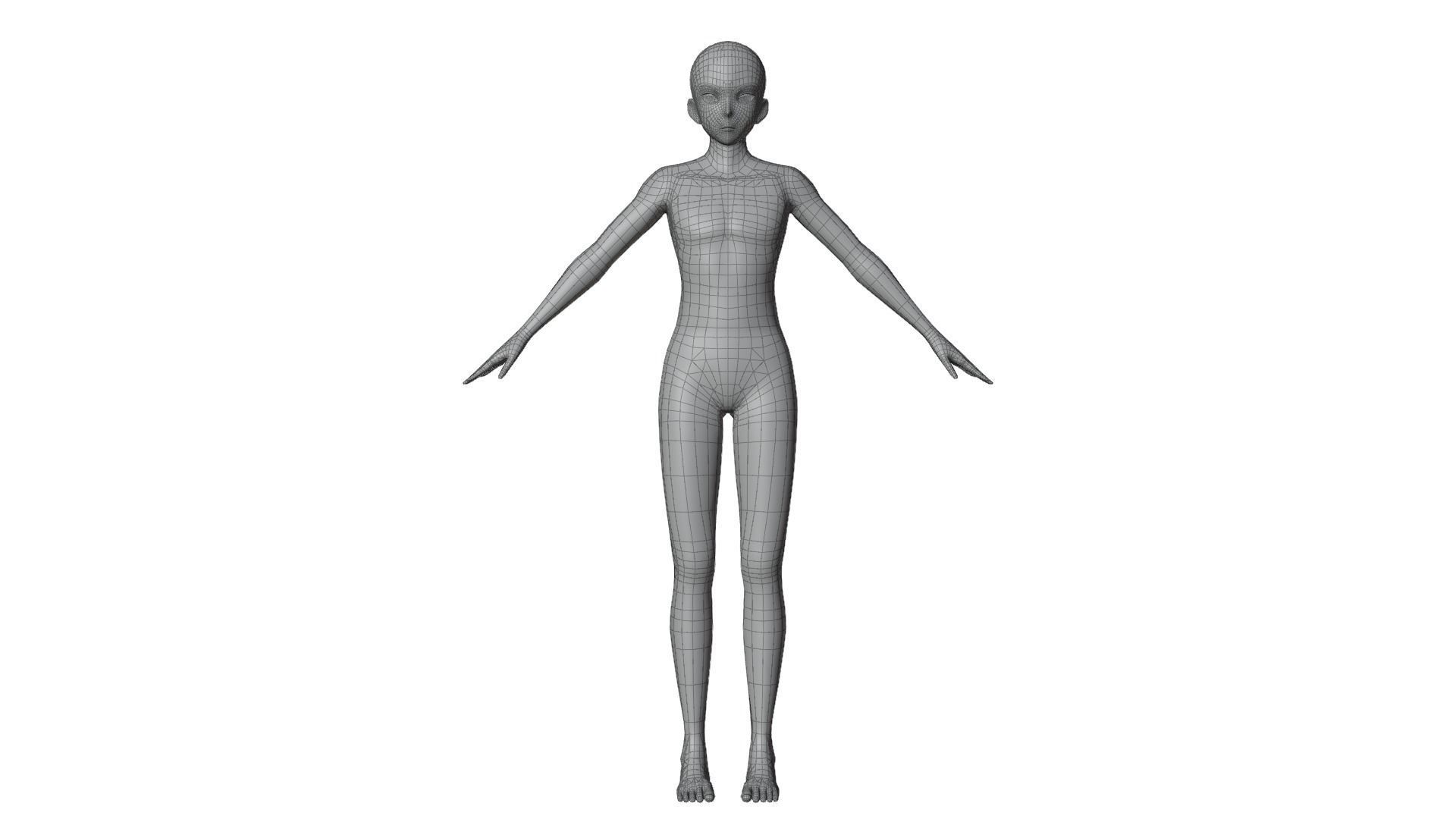Anime Male Base Model V1 Low-poly 3D model_16