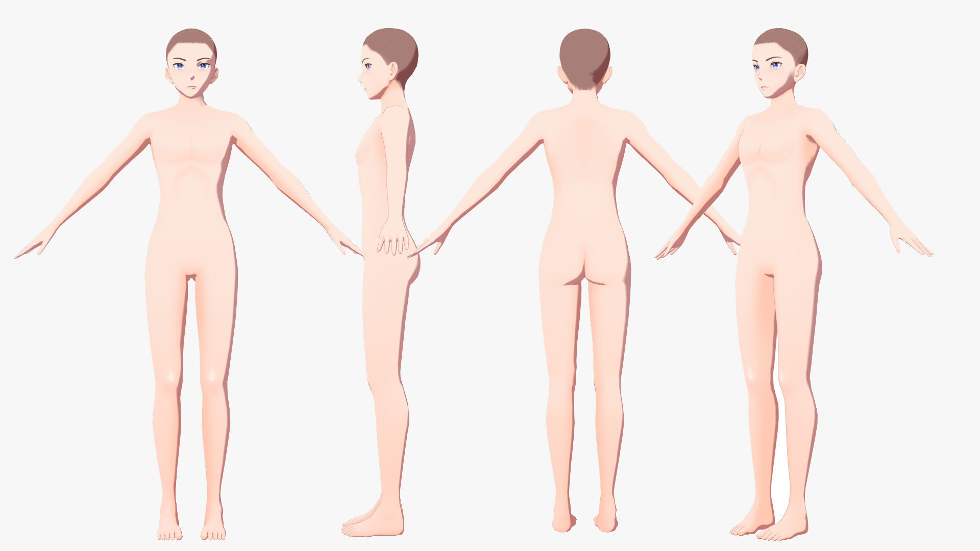 Anime Male Base Model V1 Low-poly 3D model_3