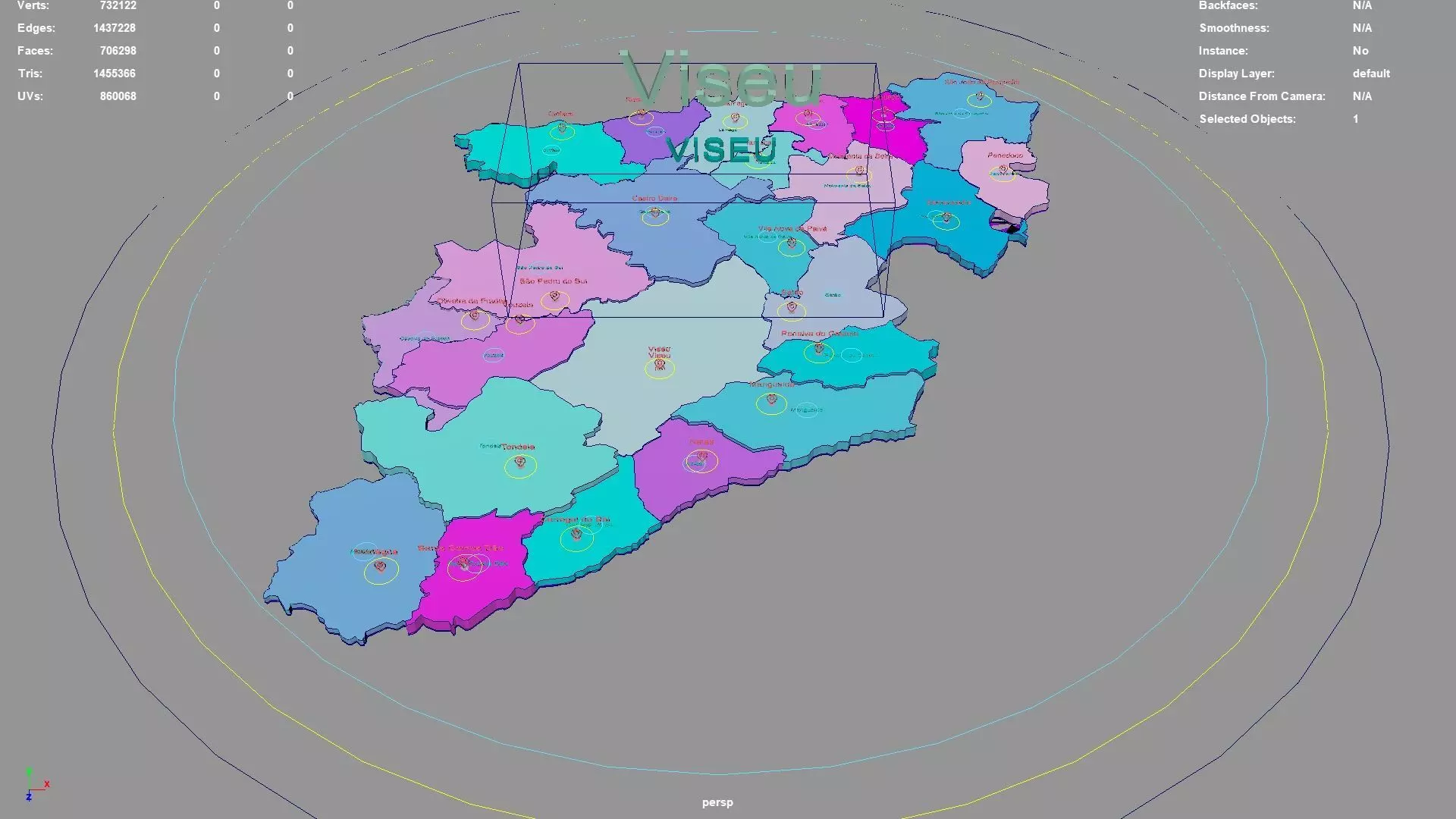 Viseu Portugal map region geography political geographic 3D model