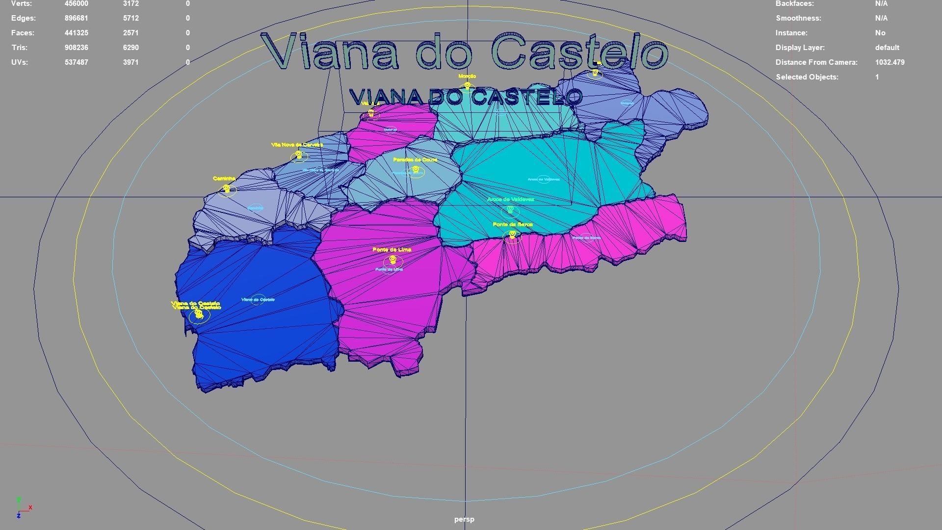 Viana do Castelo  Portugal map region geography political 3D model_3