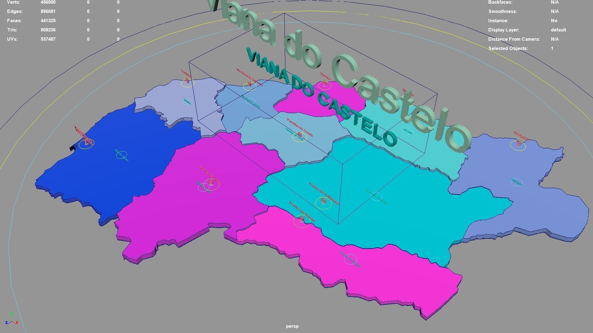 Viana do Castelo  Portugal map region geography political 3D model_2