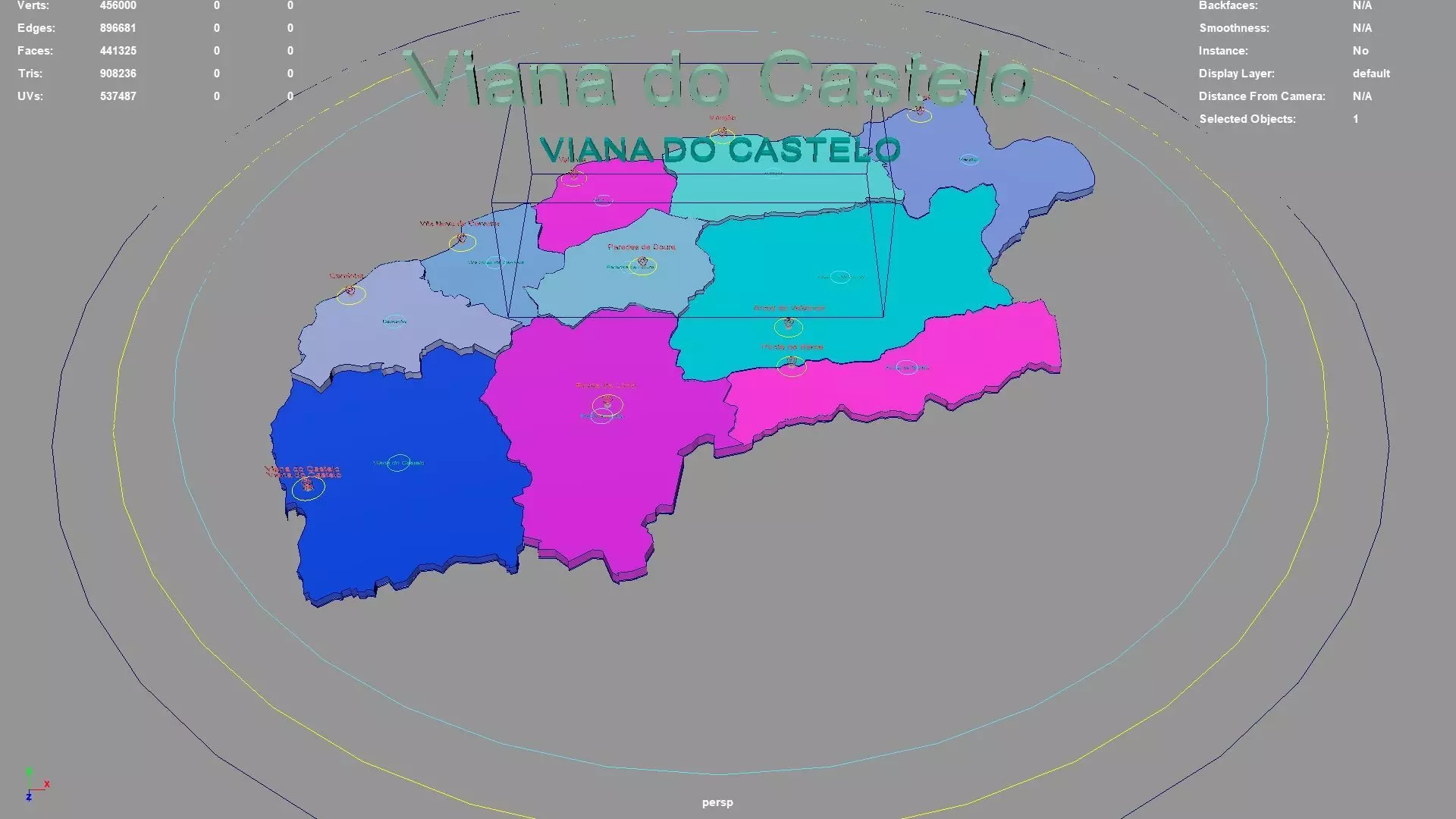 Viana do Castelo  Portugal map region geography political 3D model_0