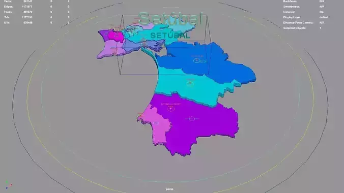 Setubal  Portugal map region geography political geographic