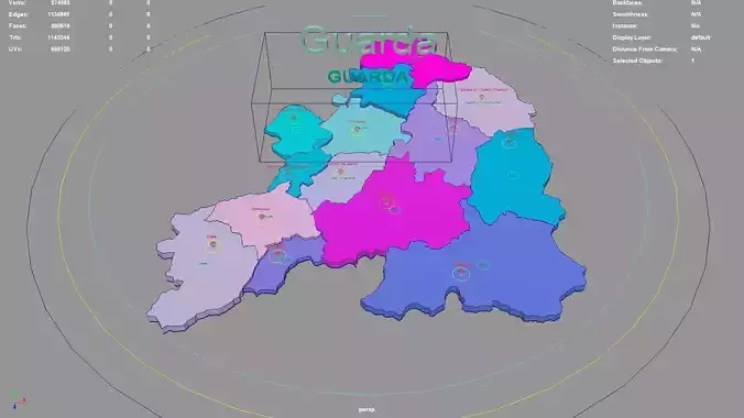 Guarda  Portugal map region geography political geographic