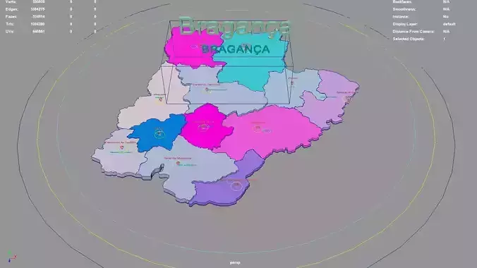 Braganca  Portugal map region geography political geographic
