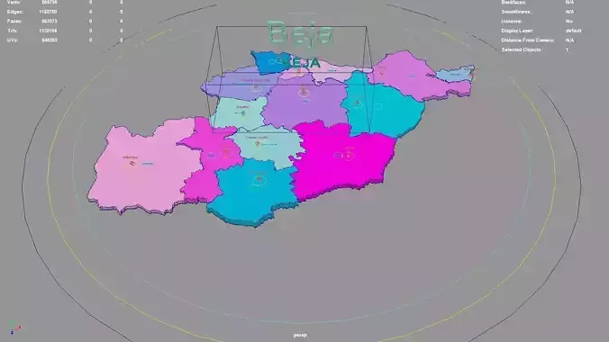 Beja  Portugal map region geography political geographic 3D model