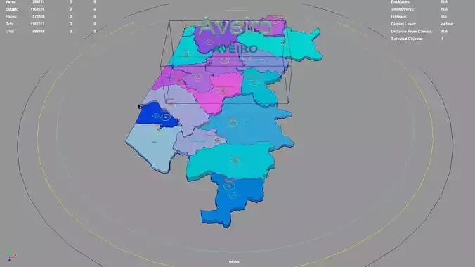 Aveiro  Portugal map region geography political geographic 3D model