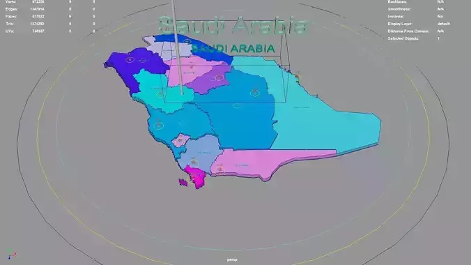Saudi Arabia map region geography political geographic 3D model
