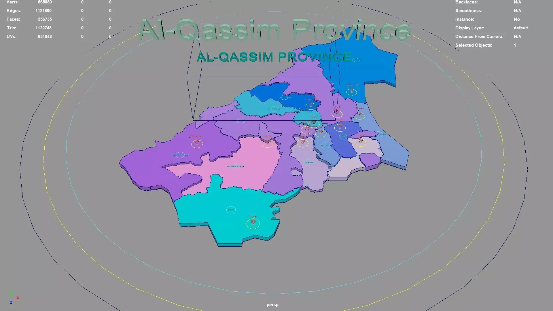 Al Qassim Province Saudi Arabia map region geography political 3D model