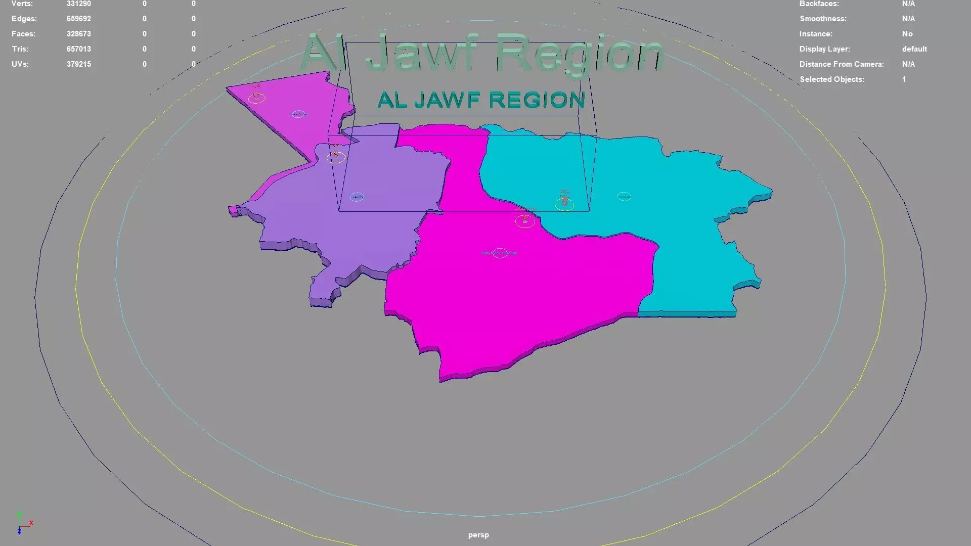 Al Jawf Region Saudi Arabia map region geography political 3D model