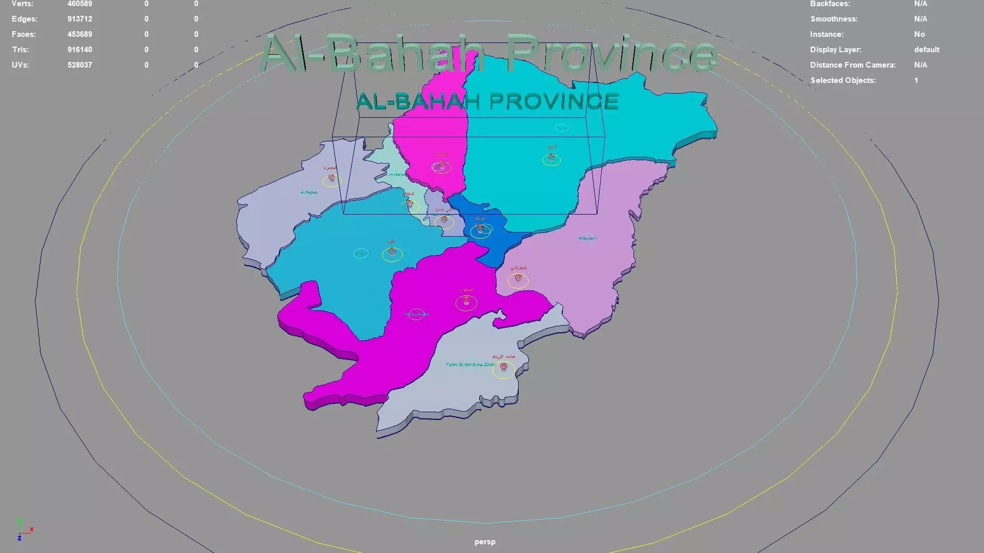 Al Bahah Province Saudi Arabia map region geography political 3D model