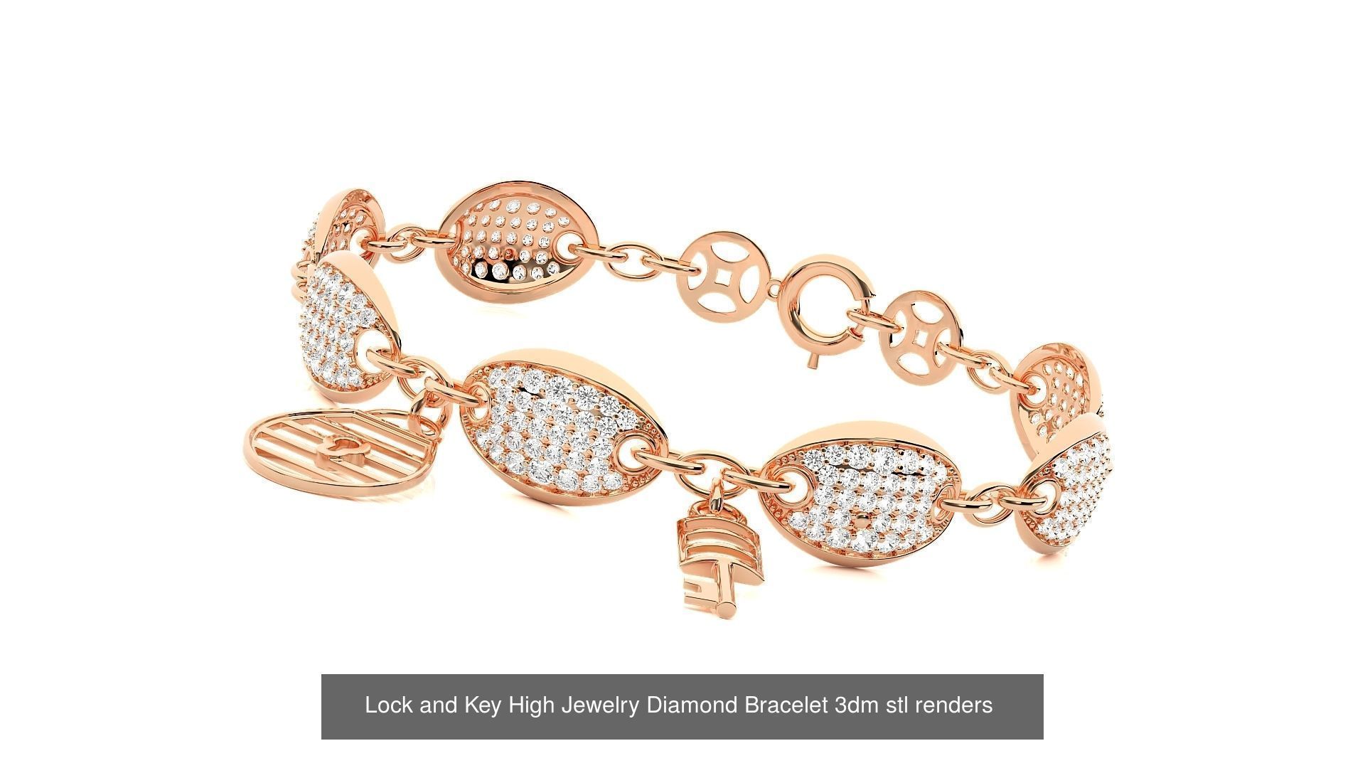 8 Loop Lock  High Jewelry Italian Diamond Bracelets 3D Model Collection_6