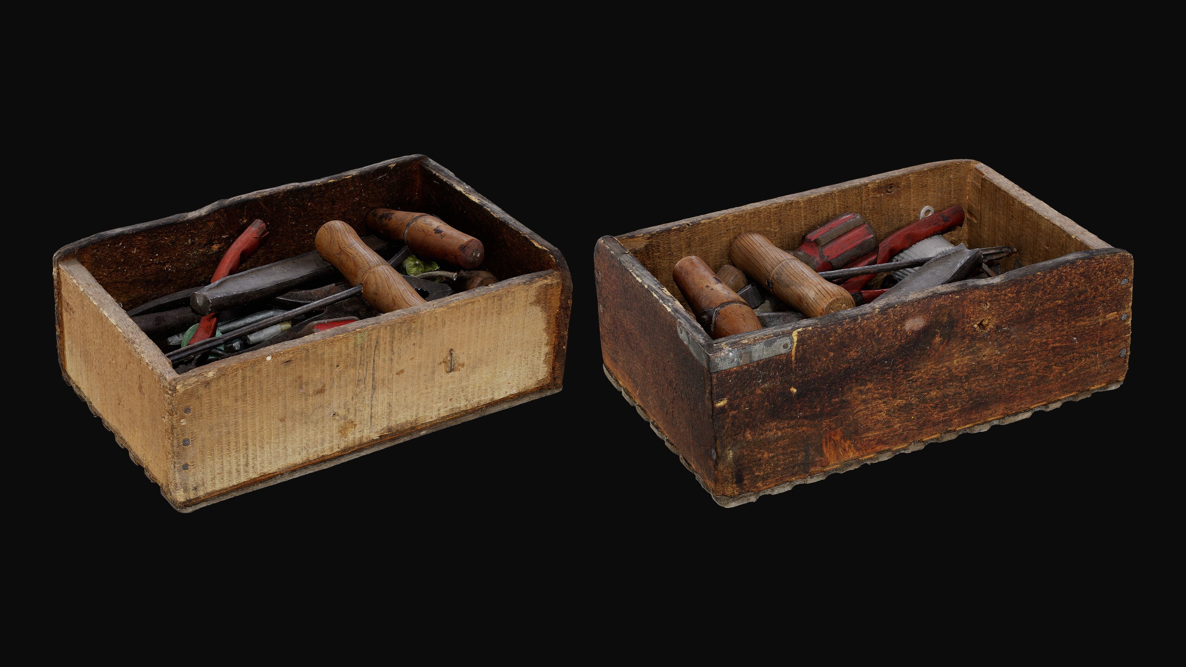 Wooden Open Box Rusted Tools 01 - HeraScans 3D model_1