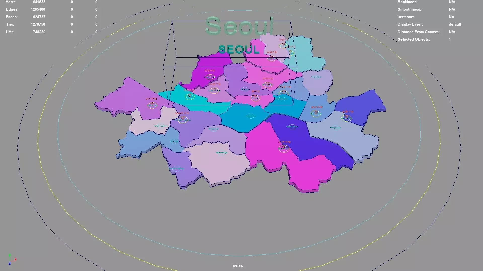 Seoul South Korea map region geography political geographic 3D model