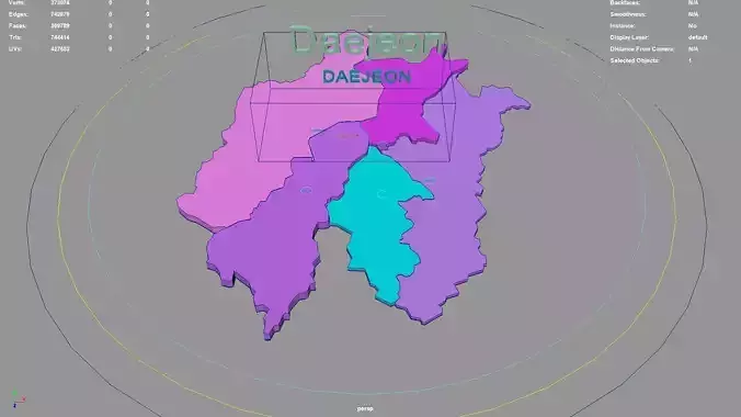 Daejeon South Korea map region geography political geographic 3D model