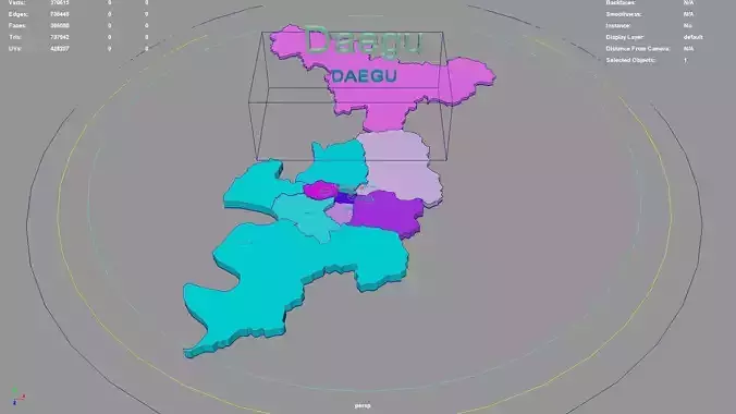Daegu  South Korea map region geography political geographic 3D model