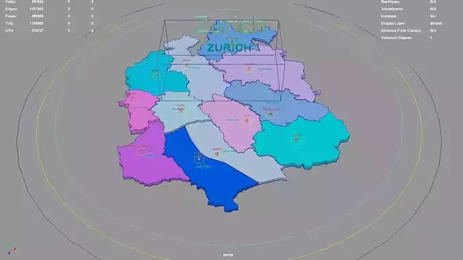 Zurich  Switzerland map region geography political geographic
