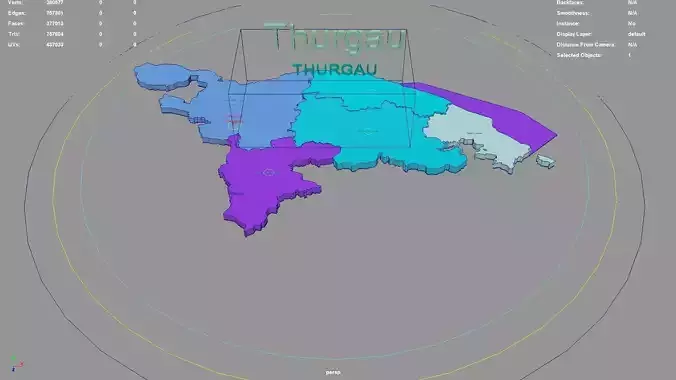 Thurgau Switzerland map region geography political geographic 3D model