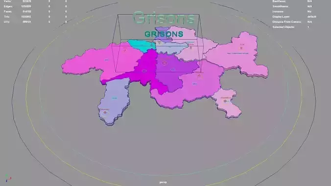 Grisons  Switzerland map region geography political geographic