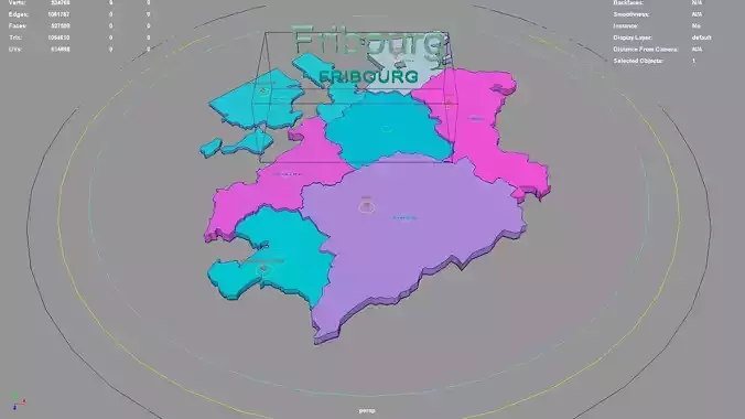 Fribourg  Switzerland map region geography political geographic