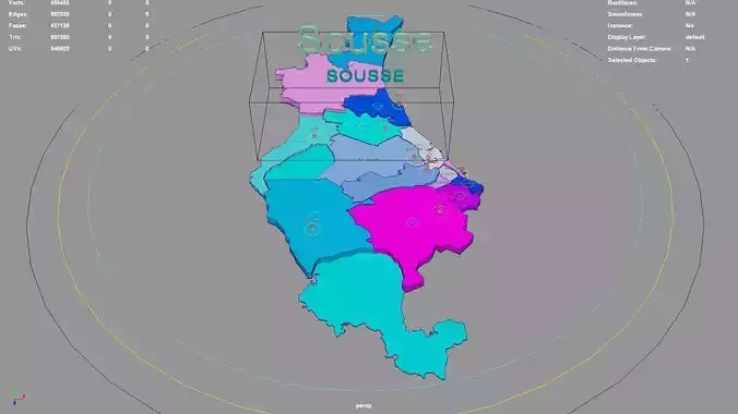 Sousse  Tunisia map region geography political geographic 3D model