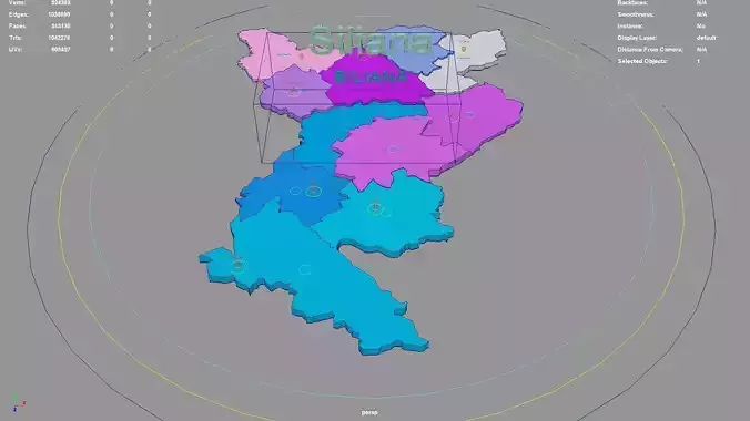 Siliana  Tunisia map region geography political geographic 3D model