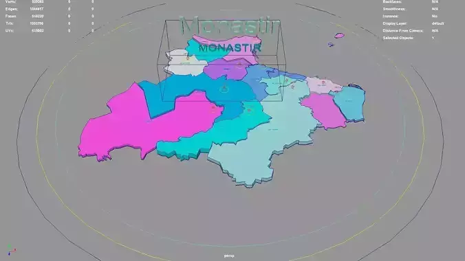 Monastir  Tunisia map region geography political geographic