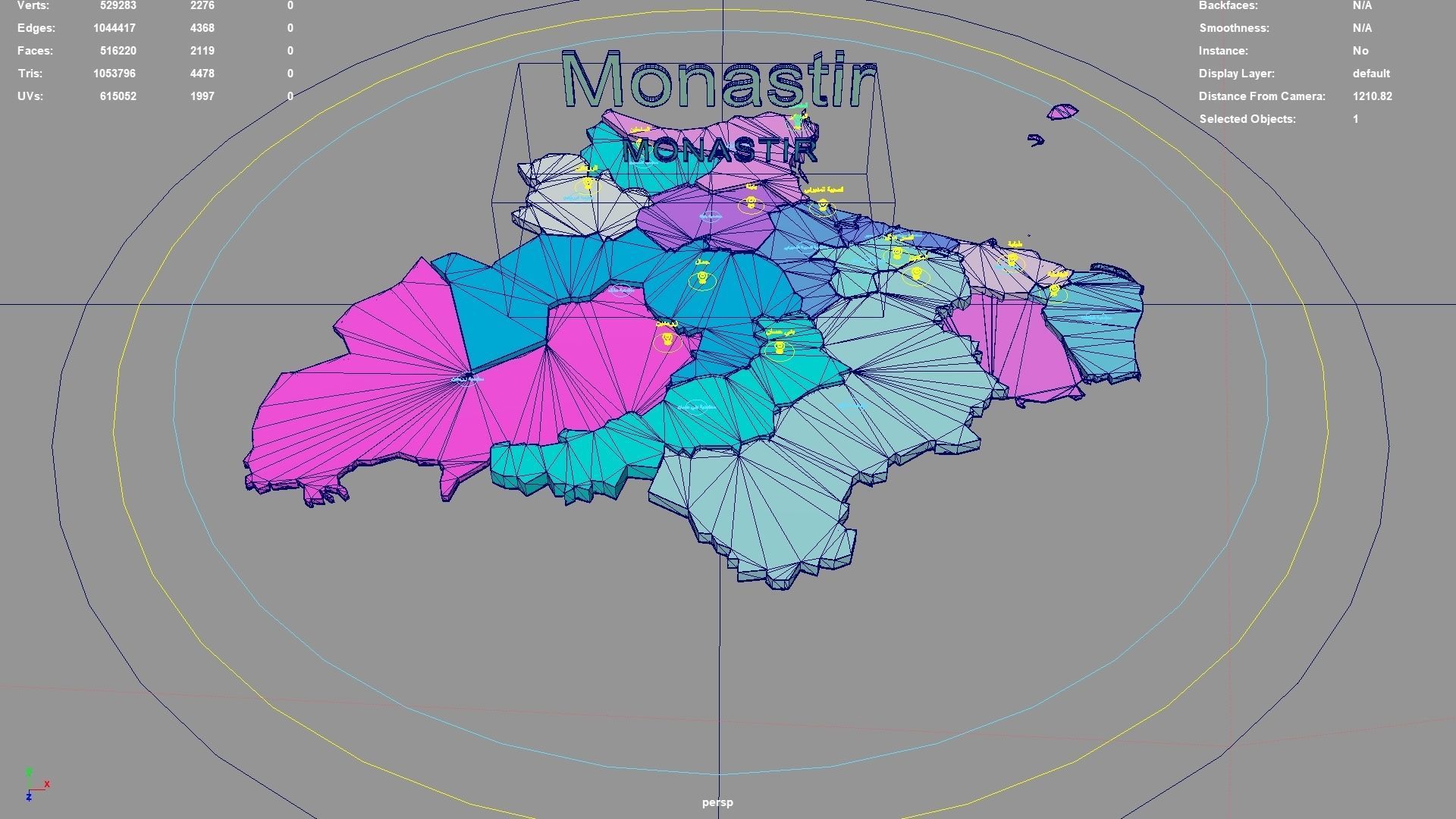 Monastir Tunisia map region geography political geographic 3D model ...