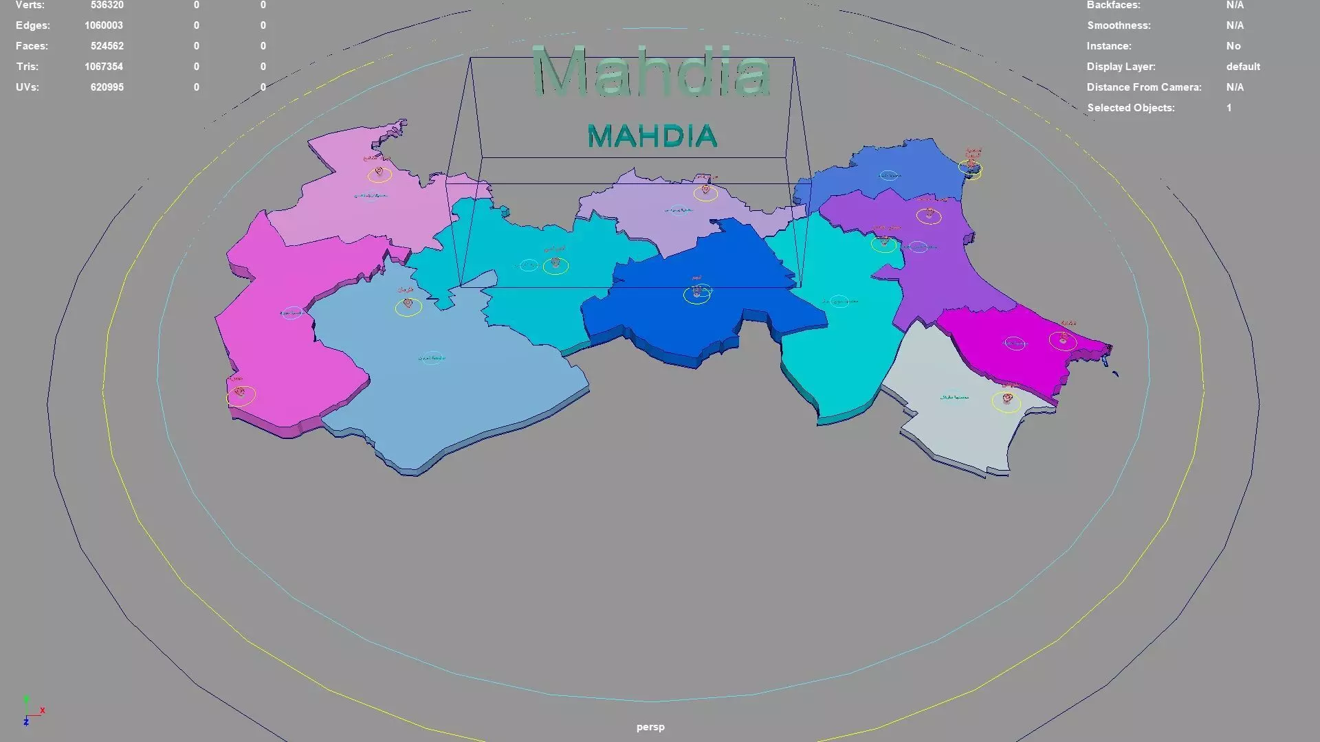 Mahdia  Tunisia map region geography political geographic 3D model_0