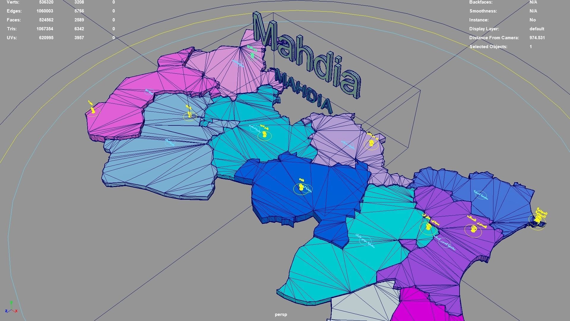 Mahdia  Tunisia map region geography political geographic 3D model_5