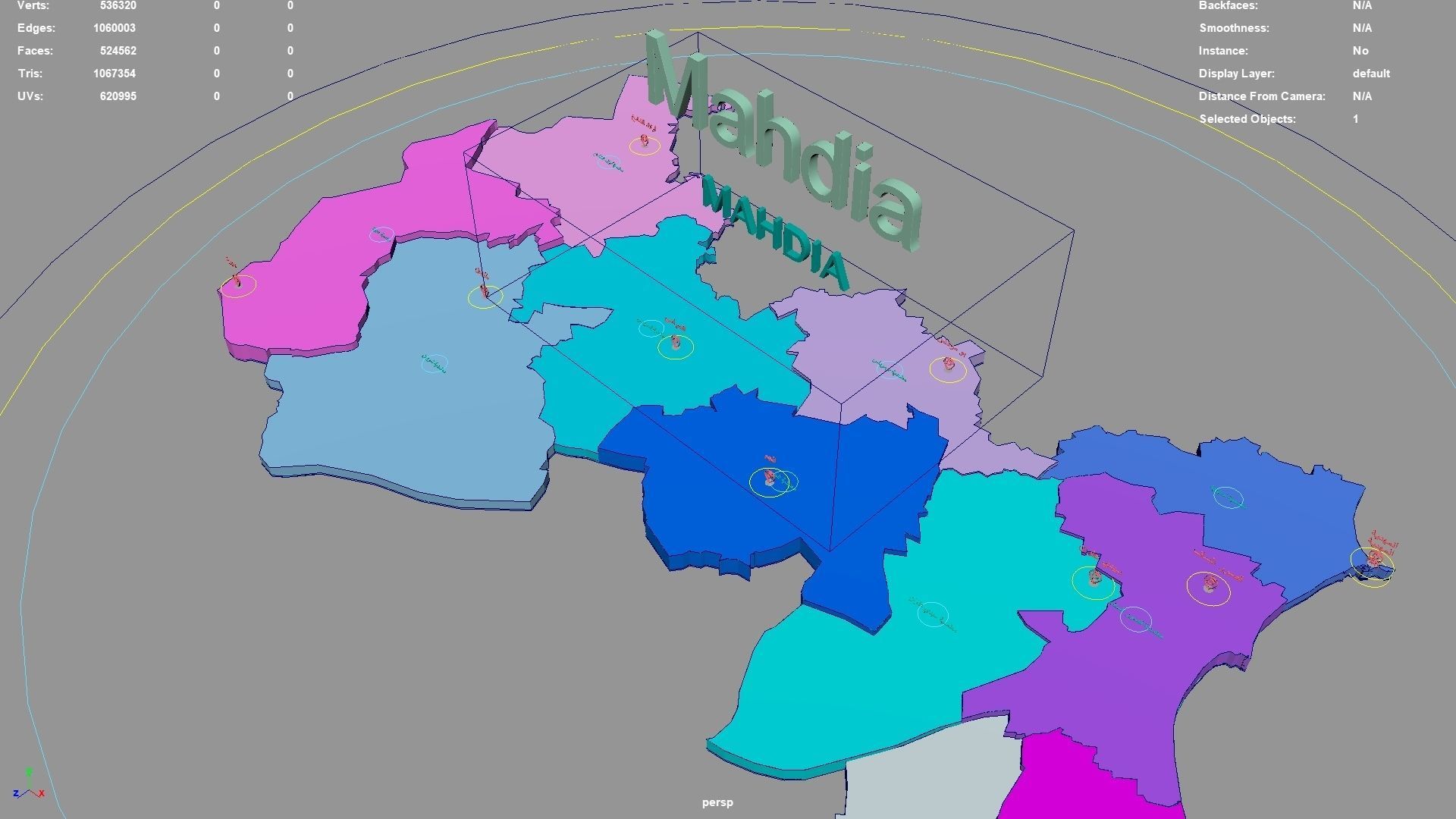 Mahdia  Tunisia map region geography political geographic 3D model_2
