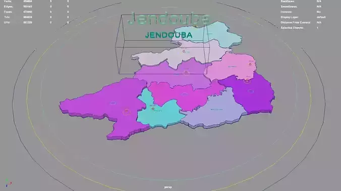 Jendouba  Tunisia map region geography political geographic 3D model