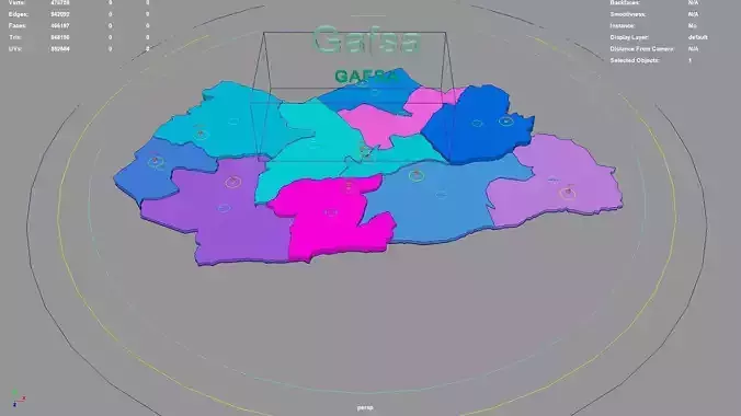 Gafsa  Tunisia map region geography political geographic 3D model