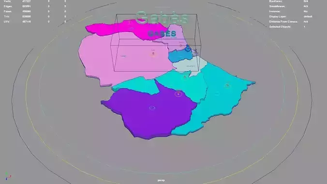 Gabes  Tunisia map region geography political geographic 3D model