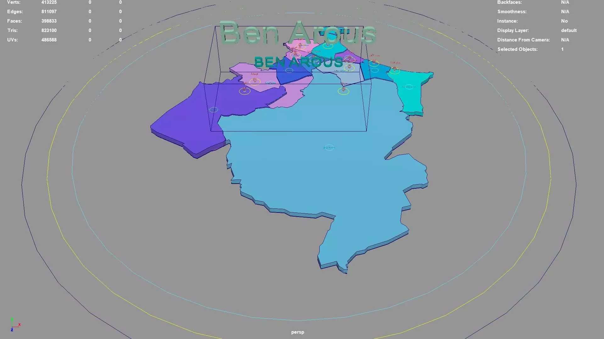 Ben Arous Tunisia map region geography political geographic 3D model