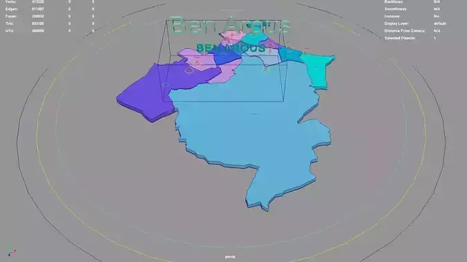 Ben Arous  Tunisia map region geography political geographic 3D model