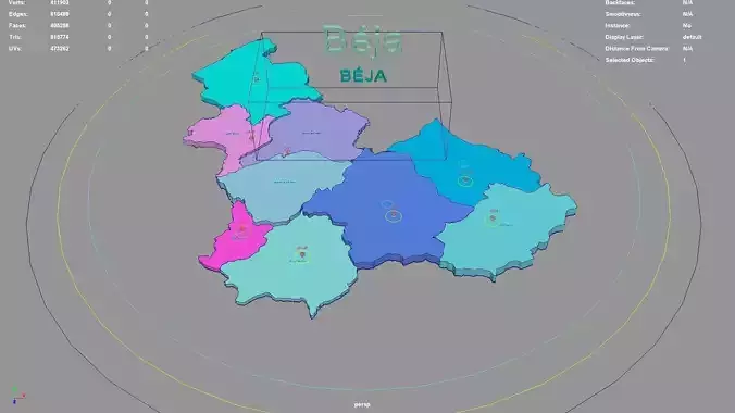 Beja Tunisia map region geography political geographic 3D model