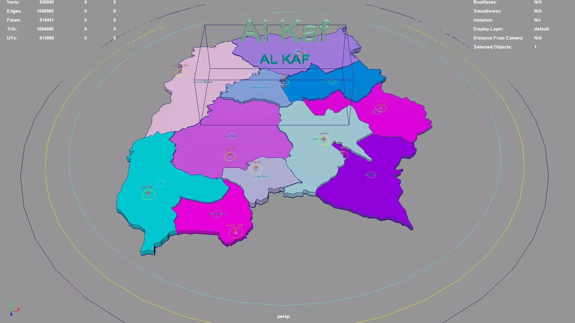 Al Kaf Tunisia map region geography political geographic 3D model