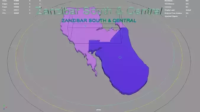 Zanzibar South   Central  Zanzibar  Tanzania map region 3D model