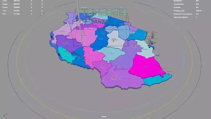 Tanzania map region geography political geographic 3D model