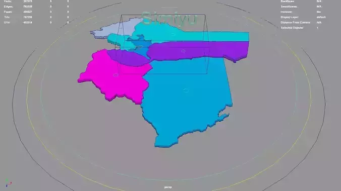 Simiyu  Lake Zone  Tanzania map region geography political 3D model