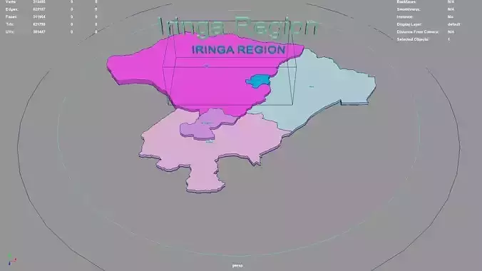 Iringa Region  Southern Highlands Zone  Tanzania map region 3D model