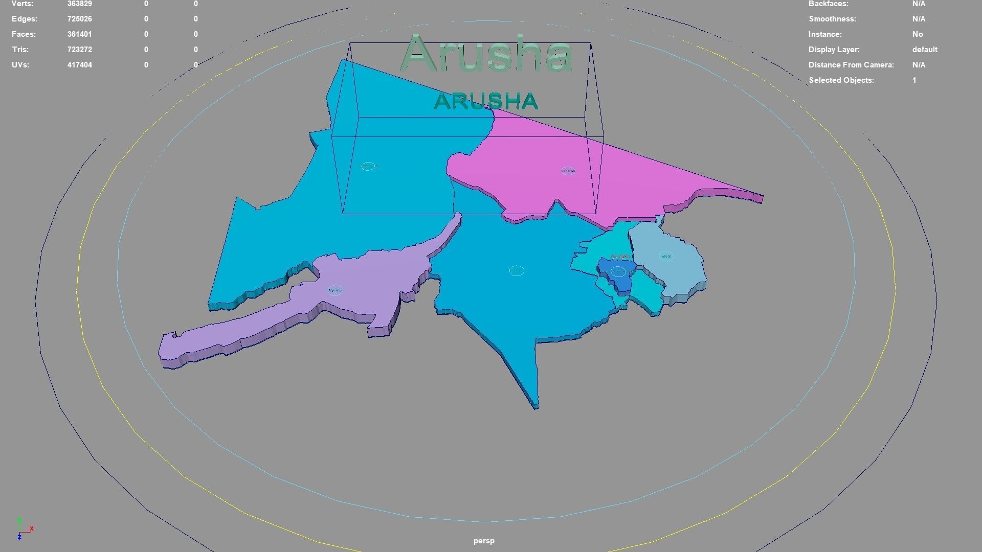 Arusha Northern Zone Tanzania map region geography political 3D model