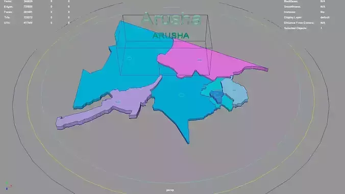 Arusha Northern Zone Tanzania map region geography political 3D model