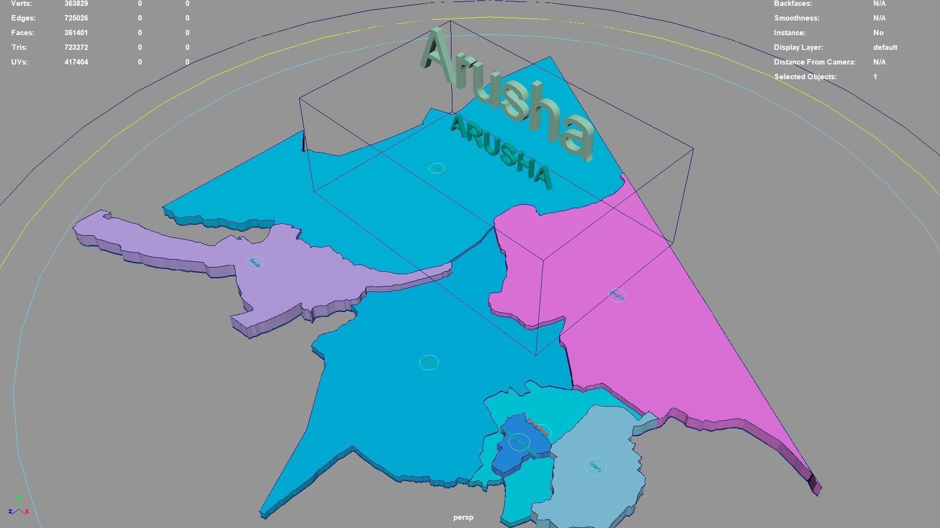 Arusha Northern Zone Tanzania map region geography political 3D model