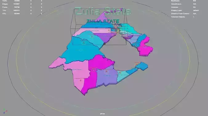 Zulia State  Venezuela map region geography political geographic 3D model